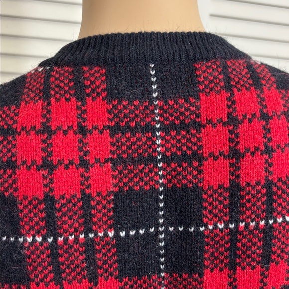 Brooks Brothers Red and Black Plaid Wool & Angora Blend Cardigan Medium - Picture 8 of 11